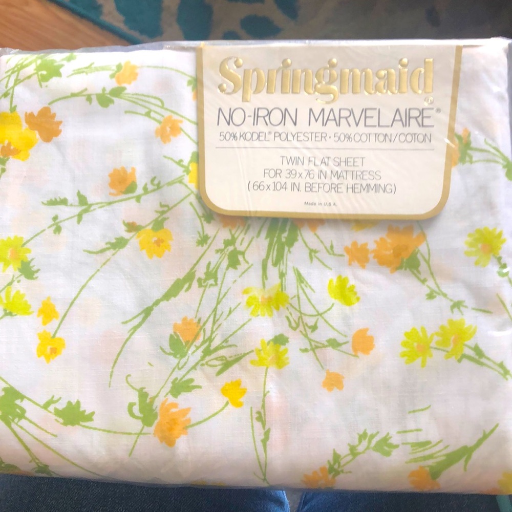 Springmaid Marvelaire Windrift Twin Flat Sheet NWT Vintage Sheet